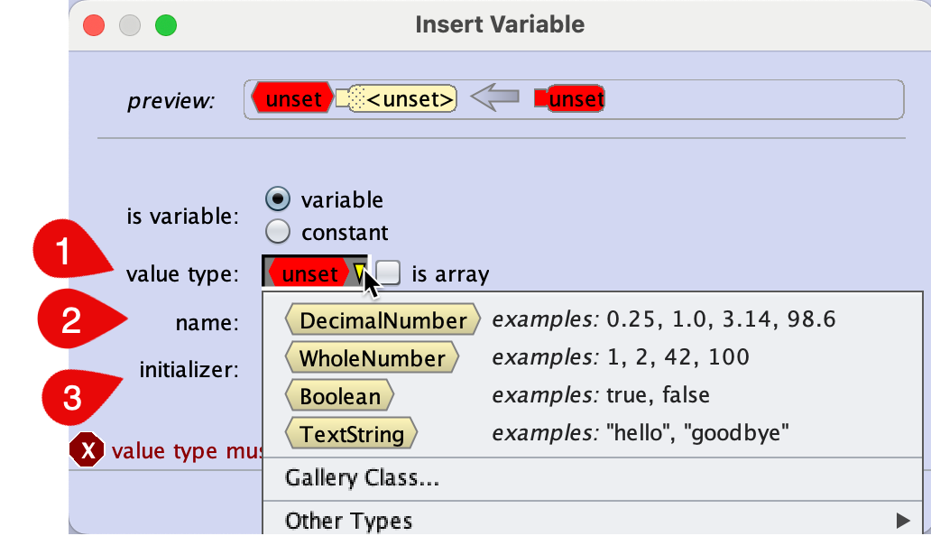Declare and initialze a variable