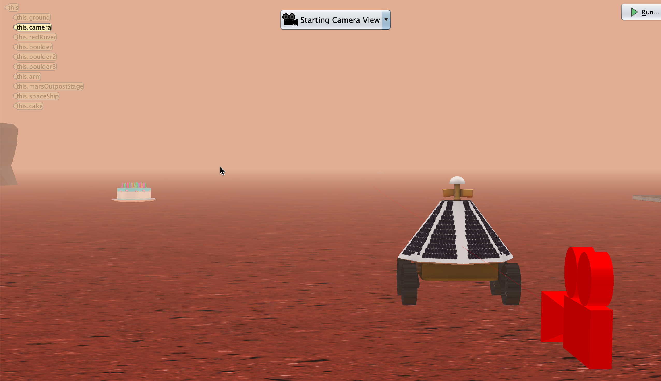 Mars Rover environment in the Scene Editor